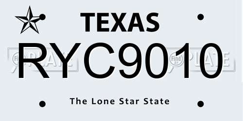 RYC9010 Texas License Plate