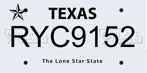 RYC9152 Texas License Plate