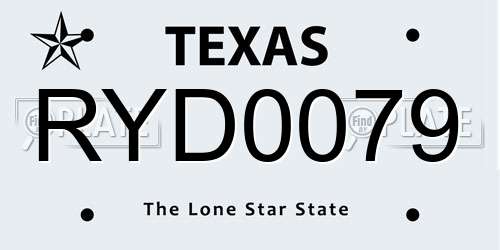 RYD0079 Texas License Plate
