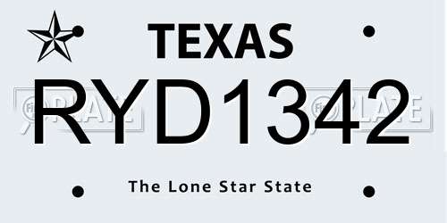 RYD1342 Texas License Plate