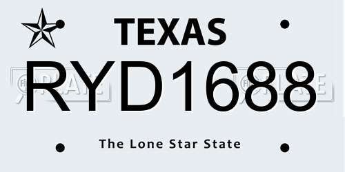 RYD1688 Texas License Plate