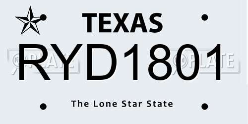 RYD1801 Texas License Plate