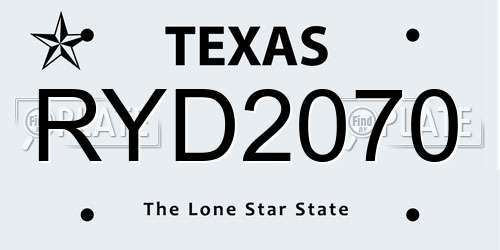 RYD2070 Texas License Plate
