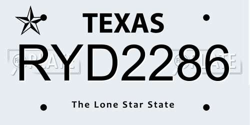 RYD2286 Texas License Plate