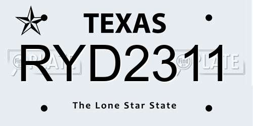 RYD2311 Texas License Plate