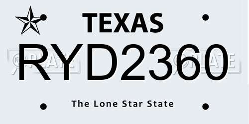 RYD2360 Texas License Plate