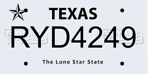 RYD4249 Texas License Plate