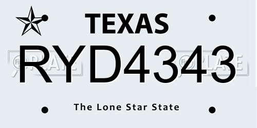 RYD4343 Texas License Plate