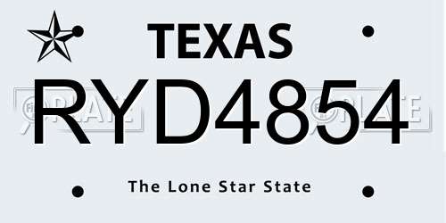 RYD4854 Texas License Plate