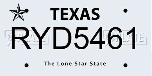 RYD5461 Texas License Plate