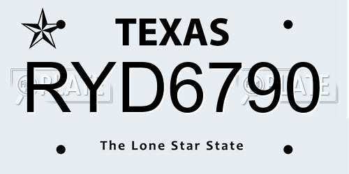 RYD6790 Texas License Plate