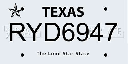 RYD6947 Texas License Plate
