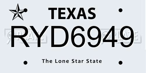 RYD6949 Texas License Plate