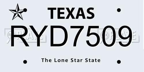 RYD7509 Texas License Plate