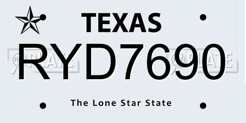 RYD7690 Texas License Plate