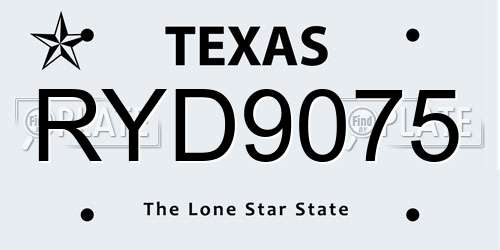 RYD9075 Texas License Plate