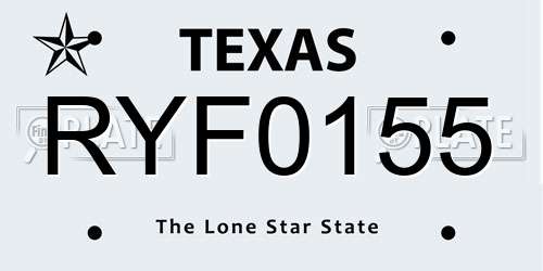 RYF0155 Texas License Plate