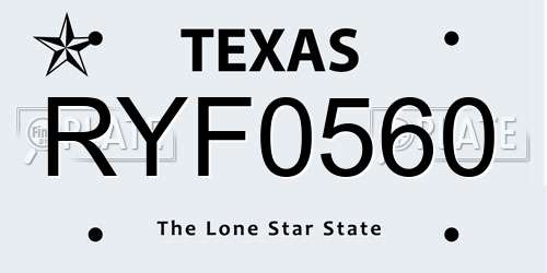RYF0560 Texas License Plate