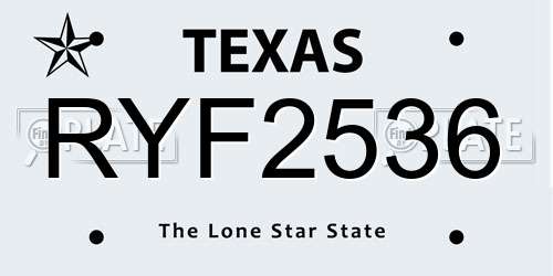 RYF2536 Texas License Plate