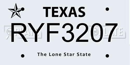 RYF3207 Texas License Plate