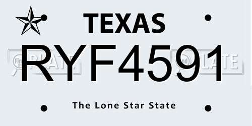 RYF4591 Texas License Plate