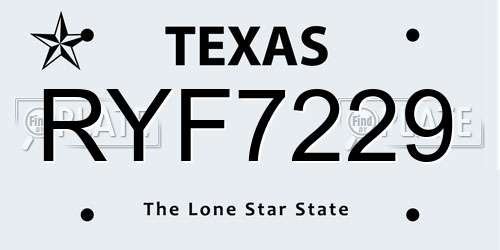 RYF7229 Texas License Plate