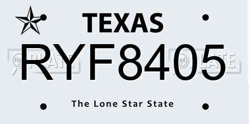 RYF8405 Texas License Plate