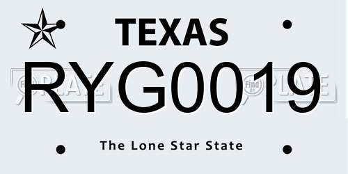 RYG0019 Texas License Plate