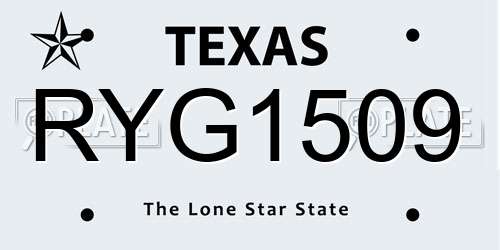 RYG1509 Texas License Plate