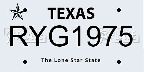RYG1975 Texas License Plate