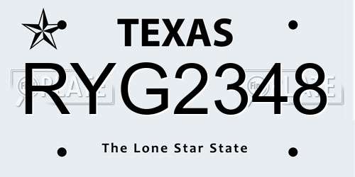 RYG2348 Texas License Plate