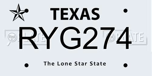 RYG274 Texas License Plate