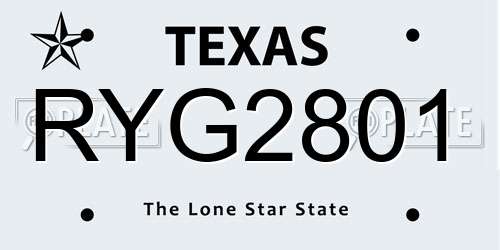 RYG2801 Texas License Plate