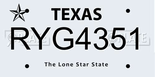 RYG4351 Texas License Plate