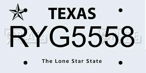 RYG5558 Texas License Plate