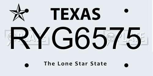 RYG6575 Texas License Plate