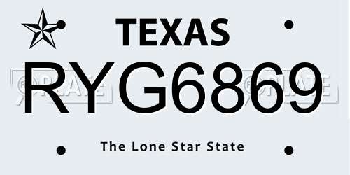 RYG6869 Texas License Plate