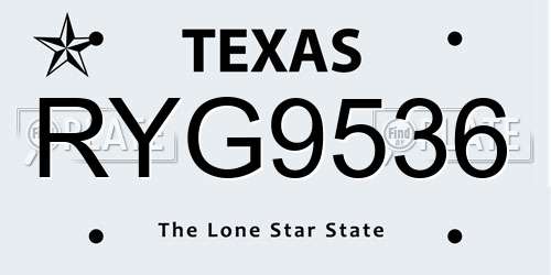 RYG9536 Texas License Plate