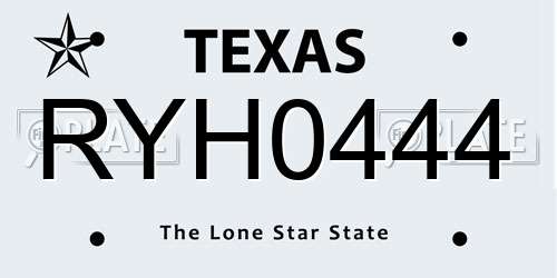 RYH0444 Texas License Plate