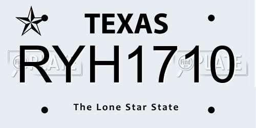 RYH1710 Texas License Plate