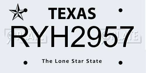 RYH2957 Texas License Plate