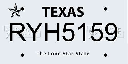 RYH5159 Texas License Plate