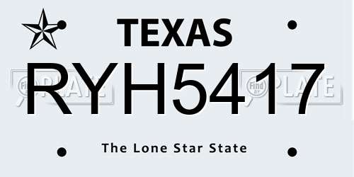 RYH5417 Texas License Plate
