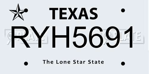 RYH5691 Texas License Plate