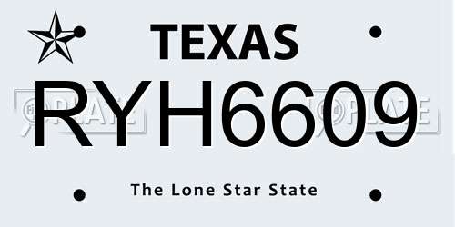 RYH6609 Texas License Plate