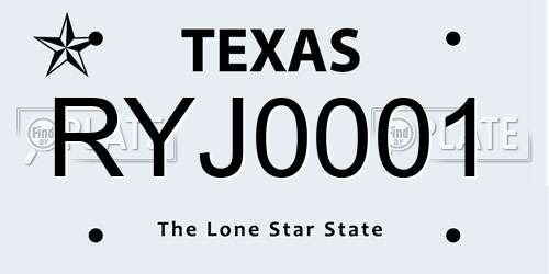 RYJ0001 Texas License Plate