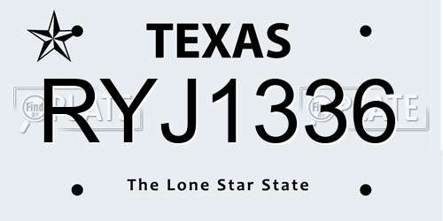 RYJ1336 Texas License Plate