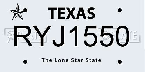 RYJ1550 Texas License Plate