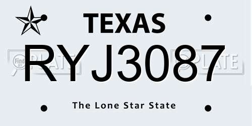 RYJ3087 Texas License Plate