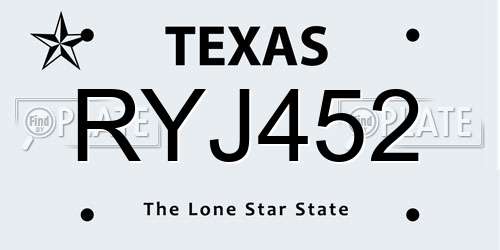 RYJ452 Texas License Plate